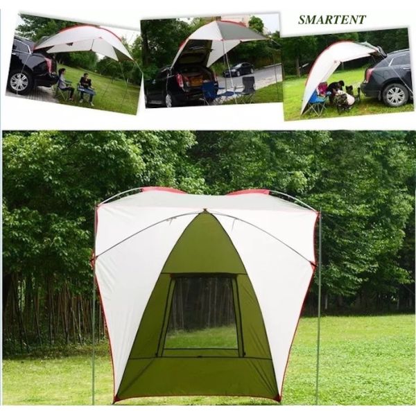 tejado blanco del toldo del lado del coche que acampa del tejado de 210D PU3000MM de la tienda al aire libre del top