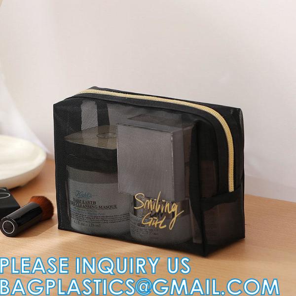 Mesh Makeup Cosmetic Bag Portable Travel Organizing Zipper Pouch Toiletries Pouches Home Office Accessories