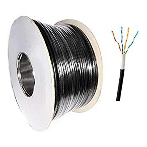 Outdoor UTP CAT5E Cable 24AWG Solid PE+PVC 500FT Black Outdoor Waterproof Cable
