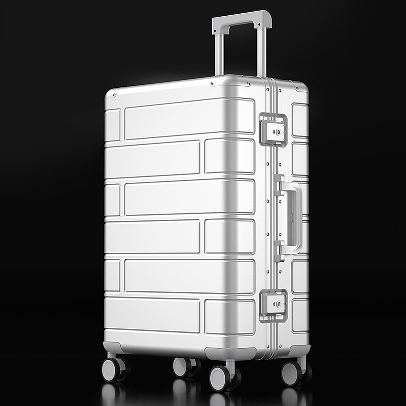 Unisex 20 Inch Trolley Suitcase Custom Fashionable Travel Luggage Aluminum Magnesium Alloy Spinner Caster Wheels Busy Travelers