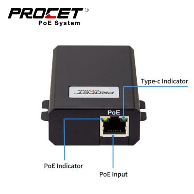 44-57vdc Poe Usb C Splitter Ethernet Converter
