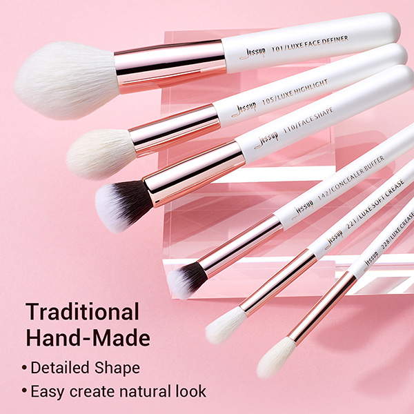Jessup 15pcs White/Rose gold Essential Makeup Brushes Set Cosmetic Brush Manufacturer china T222