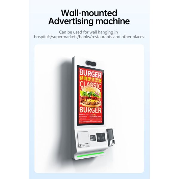 Factory Price Customizable 21.5 Inch Touch Screen Square Self Order Kiosk Machine with SDK Barcode Reader