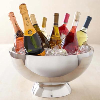 Refrigerador de champanhe de aço inoxidável de prata Customizar balde de gelo de vinho