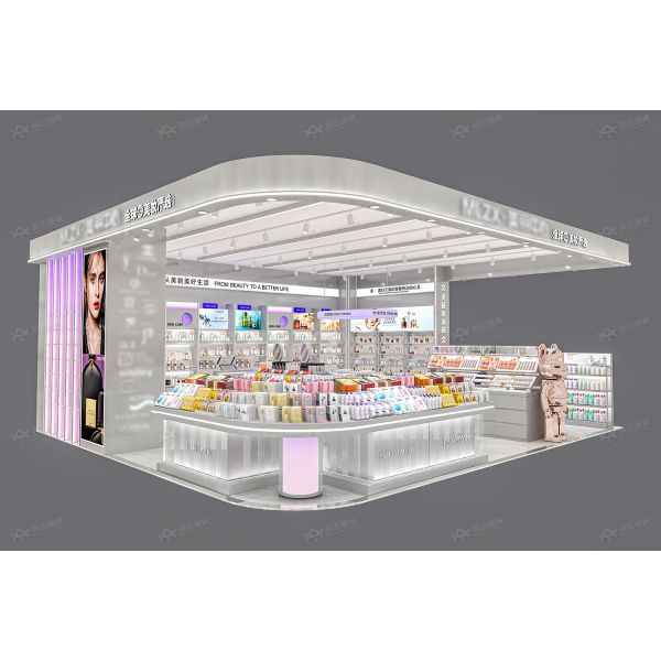 BKC002 Customized Store Display Furniture Gray mall kiosk perfume beautiful cosmetic kiosk for shop design