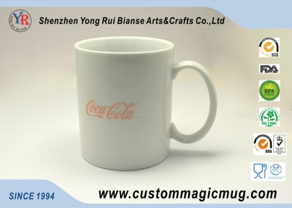 Custom 11oz Cola Eco Friendly Mugs White Porcelain Beautiful Straight Shape