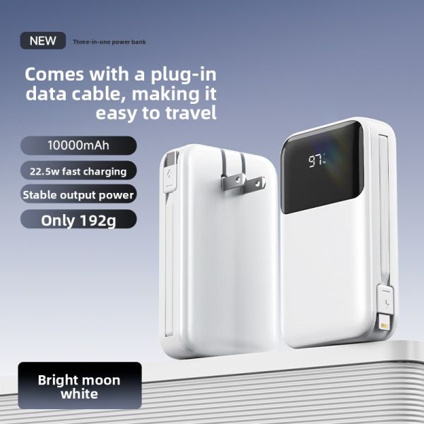 AC Plug Fast Charging Power Bank Mini 10000mAh 22.5W With Cables / LED Display