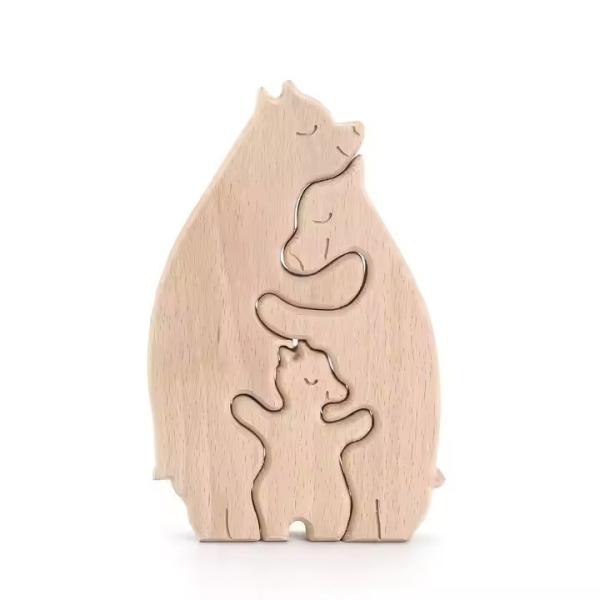 wooden Bear Family Wooden Puzzle Chinese Factory-Made  Fun Wooden Toy and  Chic Home Decoration