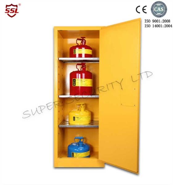 Heavy Duty Lockable Storage Cabinet With Distinct Safety Signs And Bullet Latches