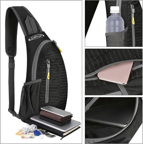 G4Free Sling Bags Men and Women Shoulder Backpack Small Cross Body Chest Sling Backpack (Black)