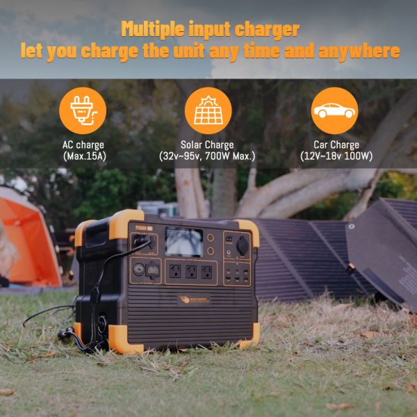 Lightweight Portable Lithium Battery Solar Generator with 2200W Pure Sine Wave Inverter and 2 Hours Charging Time
