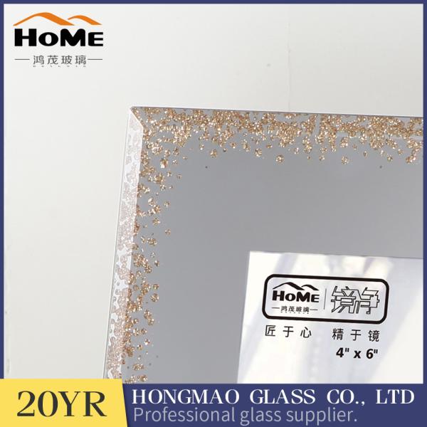Modern Glass Photo Frames , Glitter Surrouded Lighted 4x6 Glass Picture Frames