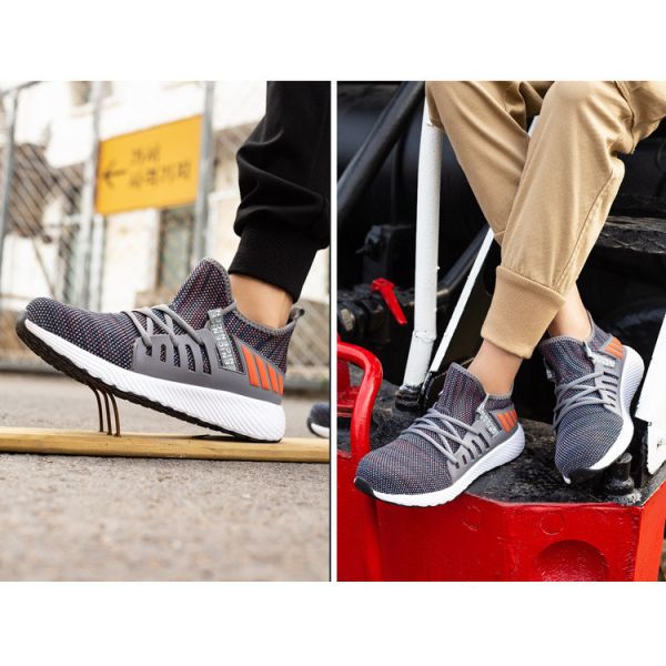 Breathable Flying Knit Work Shoes Comfortable Safety Shoes Kevlar Midsole Steel Toe EVA Sole