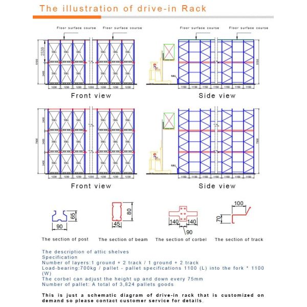 FIFO Drive In Pallet Rack 3500KG
