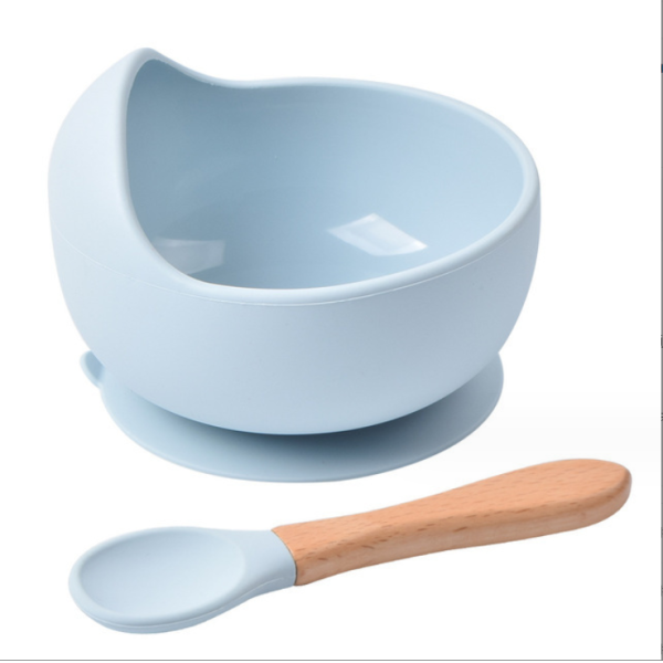 2-Pack Silicone Baby Feeding Set Suction Bowl and Spoon Dinnerware Supplies for Kids