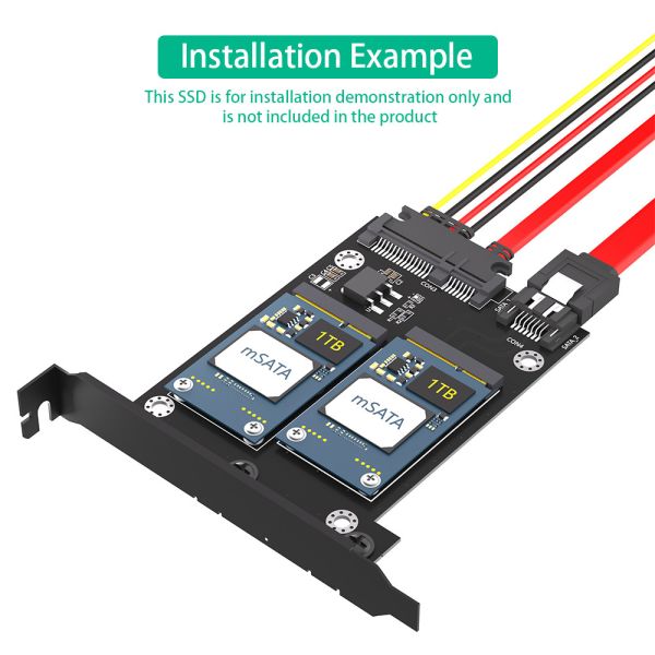MSATA Hard Disk Application Dual SATA3 Converter Adapter Card с брекетом полной высоты