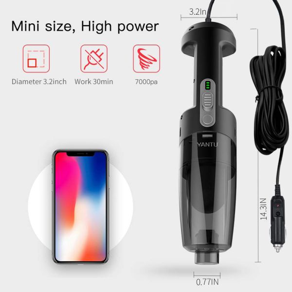YANTU V01 Black High Power Portable Wireless 120W Cordless Handheld Car Vacuum Cleaner