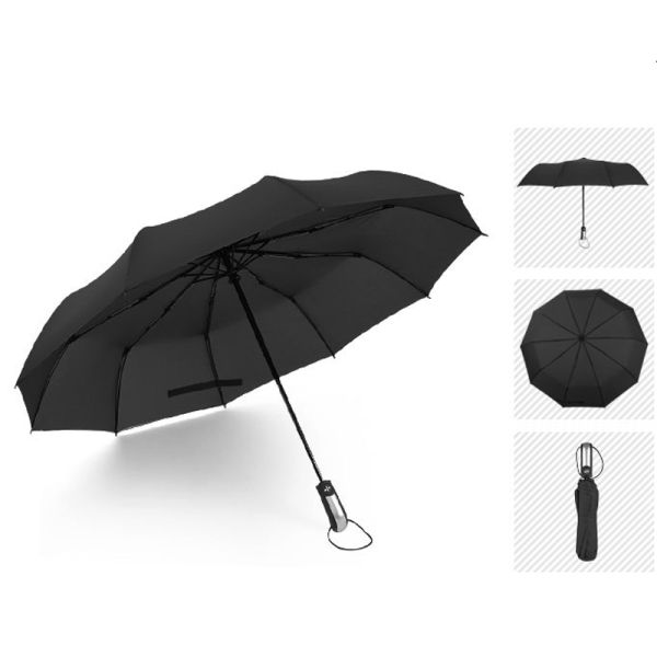 Plastic Handle 23inch 10K 190T Pongee Automatic Folding Umbrella for School Campaigns
