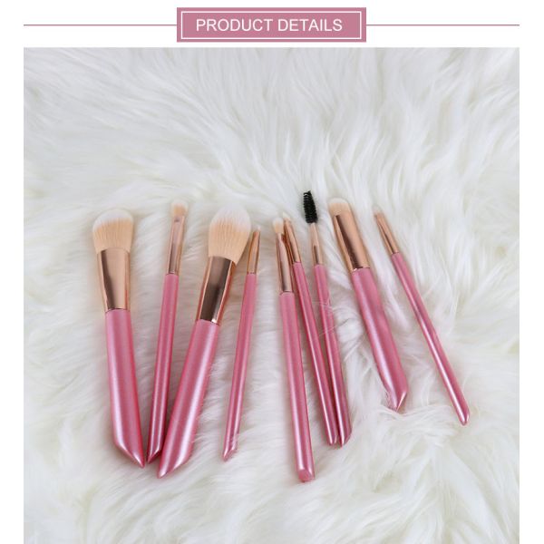 OEM 9PCS Makeup Brush Set Low MOQ Vegan Pink Wood Handle Cosmetics Brushes