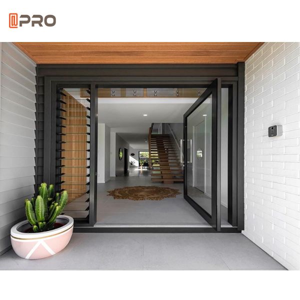 Exterior Aluminum Pivot Doors Main Entrance Glass Frameless
