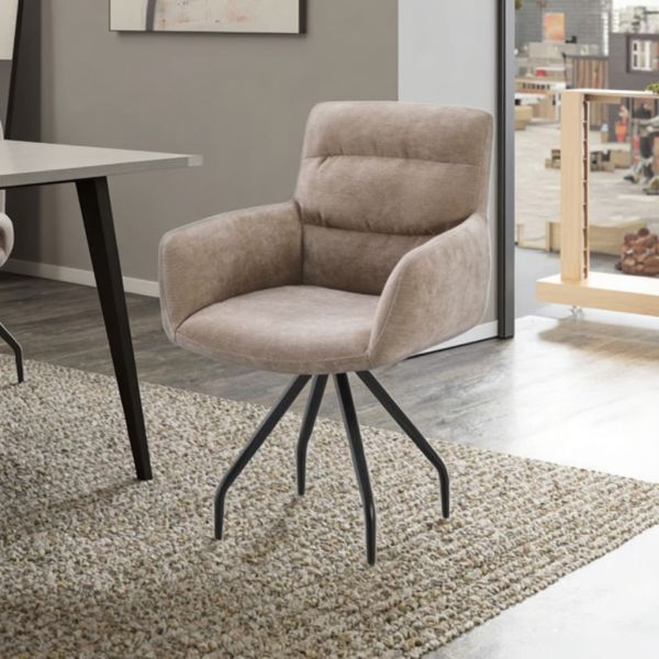 Modern Fabric Dining Chairs with Sponge Cushion Armrest Simple Design Upholstered Armchair for Home Furniture Restaurant Use