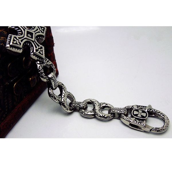Men's Vintage Silver Plated 316l Titanium Stainless Steel Chain Cross Bracelet  (JCE147)