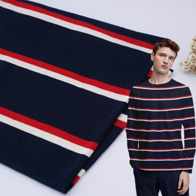 Low Shrinkage Yarn Dyed Stripe Knit Fabric 100% Cotton Texture 40S