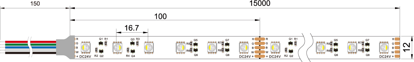 4 в 1 прокладке СИД RGBW, свет прокладки водоустойчивое IP20 СИД SMD 5050 RGB IP67