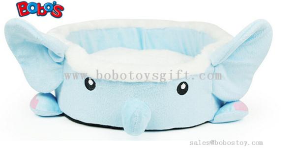 Lovely Plush Cartoon Blue Elephant Shape Pet Bed for Puppy Cat Dog