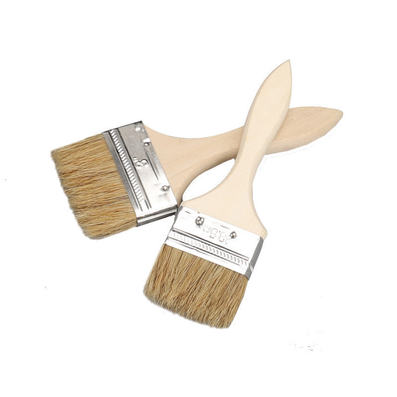 Flexographic Printing Paint Brush with Wooden Handle and Various Color Bristle Head