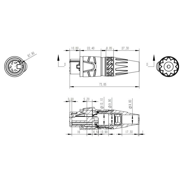 Аудио XLR 5 пин водонепроницаемые электрические разъемы Ip65 Женский розетка