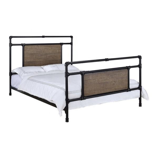 Modern Single Layer Black Pipe Frame ODM Metal Iron Bed Industrial