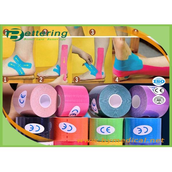 Elastic Athletic Kinesiology Physiotherapy Tape , Colored Kinesiology Tape Knee Support