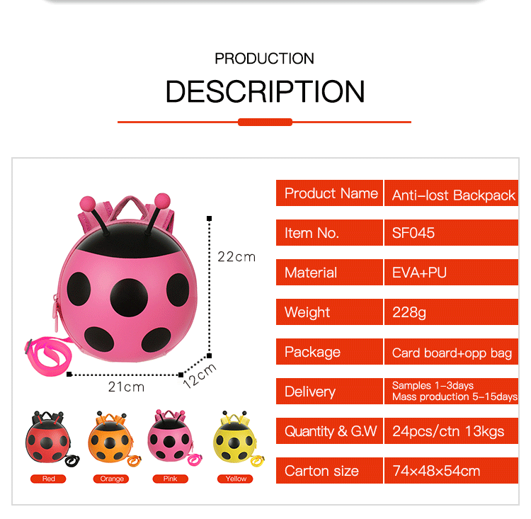 Custom High Quality 3d Eva Waterproof Kids Anti Lost Backpack Toddler Kids Bag