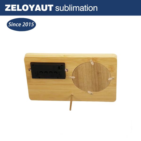 Wholesale Personalized Digital Alarm Clock with Indoor Temperature and Humidity Digital Wood Table Clock Sublimation Photo Frame
