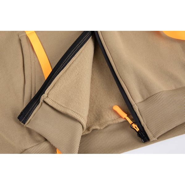 Men's Two-Tone Utility Fleece Zip Up Hoodie with Soft Brushed Lining and Contrast Strap Details