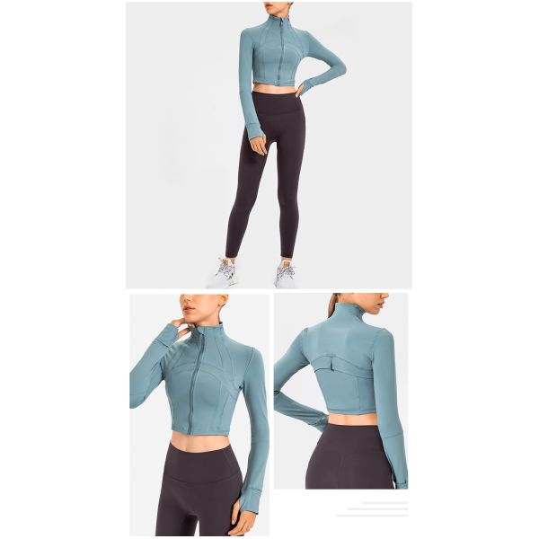 Куртка разминки куртки йоги женщин закрытия молнии Stretchy подрезанная