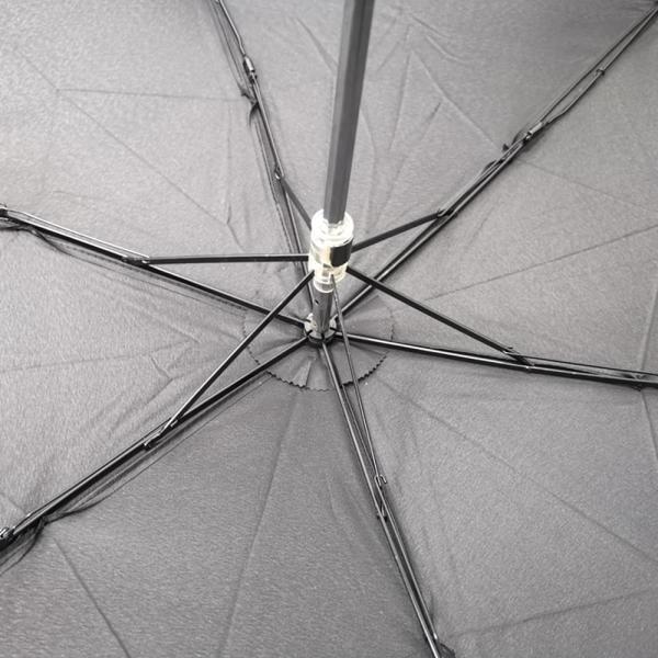 Manual 19 Inch Lady Three Fold Umbrella Black Metal Frame Pongee Fabric