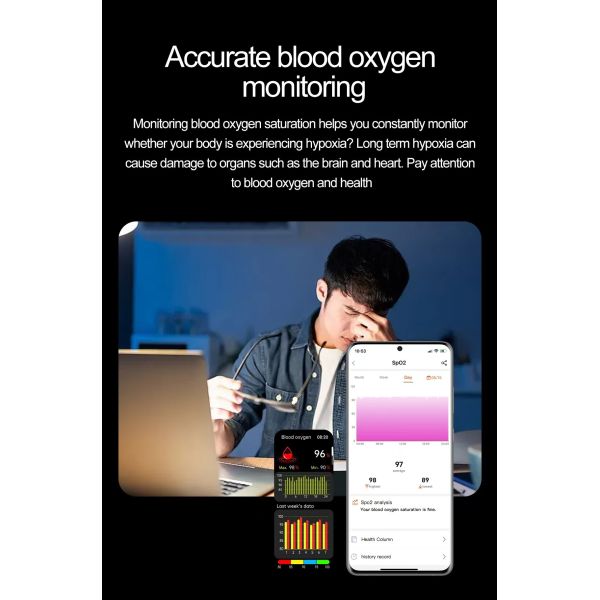 S18 Bombilla de aire Presión arterial Salud Reloj inteligente con monitor de oxígeno en sangre Ácido úrico