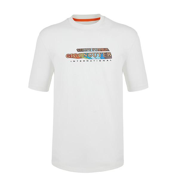 100% de algodão de pescoço simples camiseta anti-rugas + tamanho personalizado