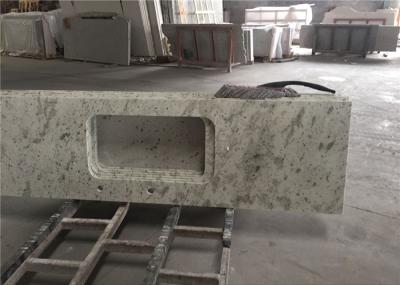 White Granite Prefab Kitchen Countertops With Polished Eased Edge Customized Size
