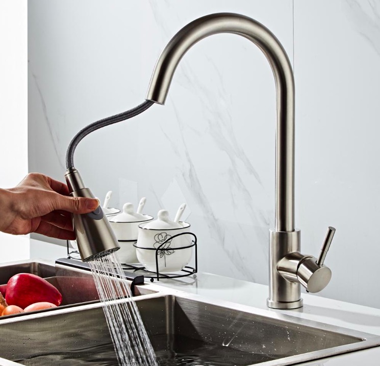 OEM почистил SS щеткой выдвигая сейф ручки Faucet стирки блюда двойной неэтилированный