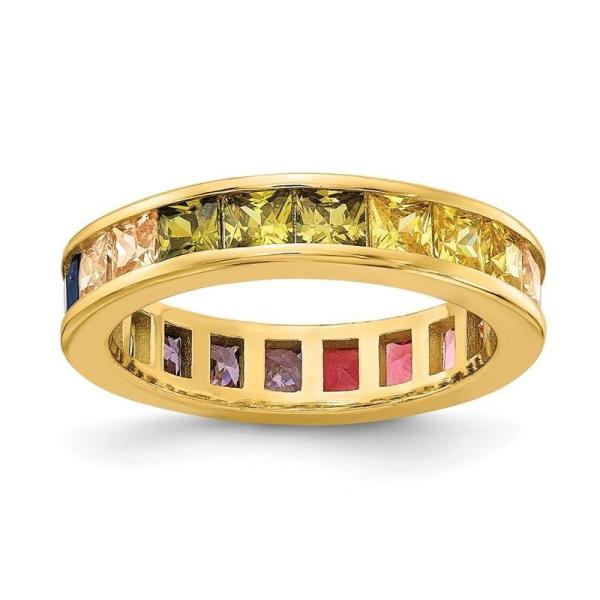 Anel de casamento de circo cúbico colorido Eternity para mulheres 925 Prateado
