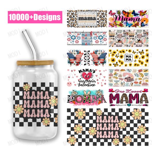 24oz Mama'S Day UV DTF Transfers For Glass Sticker Designs