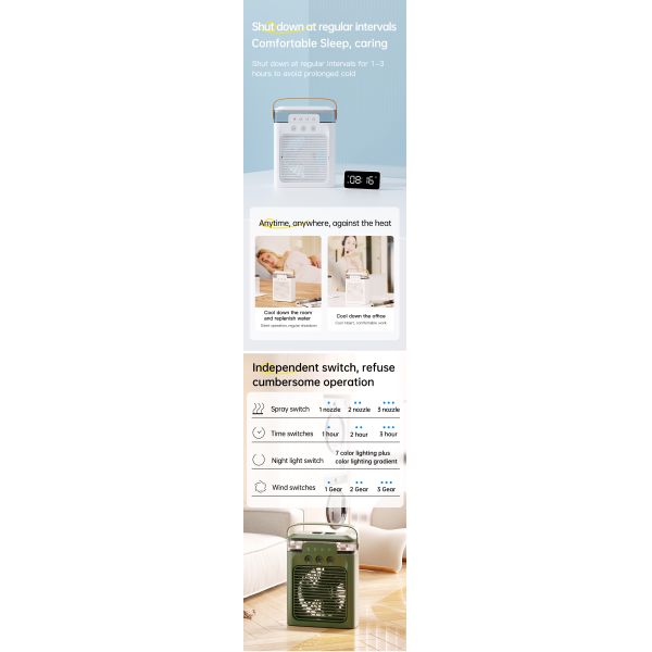 6inch Rechargeable Fold USB Mini Tower Fan with Air Cooler Control Manual Switch