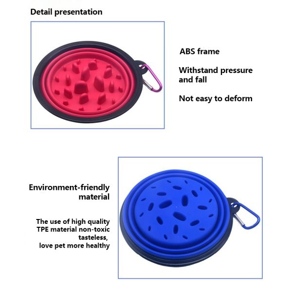 Mascota gato de alimentación lenta de silicona portátil plegable plegable cuenco para perros actividades al aire libre