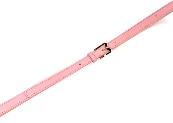 90-110cm Length Pink Skinny Women's Fashion Leather Belts With  M Shape Zinc Alloy Pin Buckle