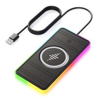 Cargador inalámbrico de automóvil negro rápido con luz RGB para Apple Phone / Apple Watch