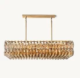 Plafond monté en laiton LED Foyer Chandelier Foyer Lumières Finition chrome moderne