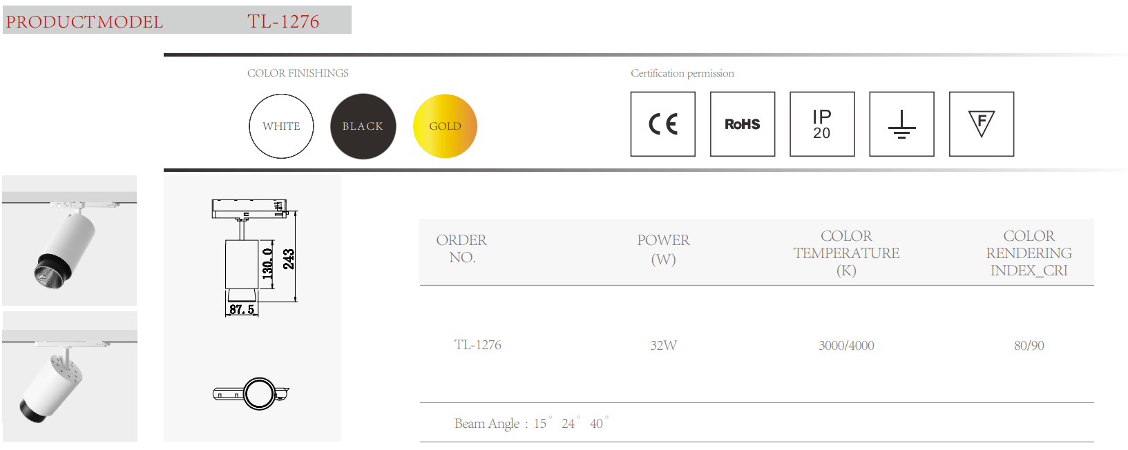 Integrated adaptor 3/4-wire anti glare flicker free combined 20W 25W 32W COB LED track light with adjustable reflector